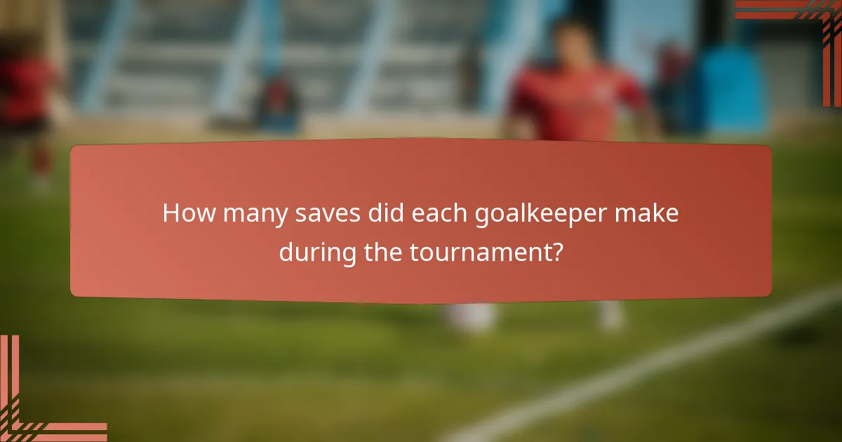 How many saves did each goalkeeper make during the tournament?