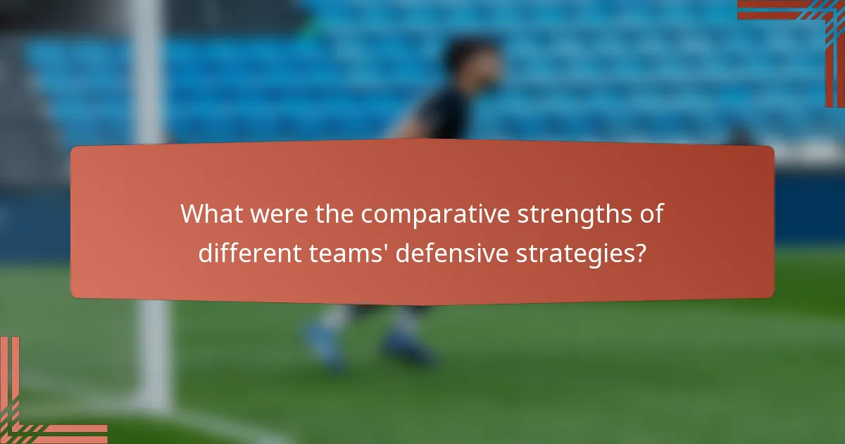 What were the comparative strengths of different teams' defensive strategies?