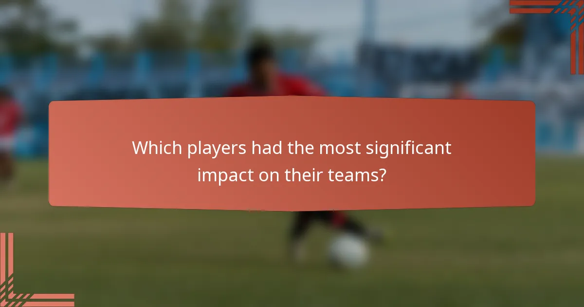Which players had the most significant impact on their teams?